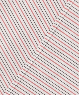 J.PRESS LADIES BEZ ドビーストライプ バンドカラー ブラウス ホワイト×ピンク×スレート系