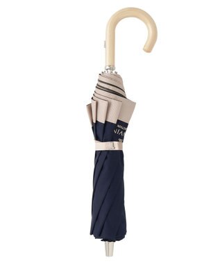 MOONBAT 【晴雨兼用日傘】ランバン コレクション（LANVIN COLLECTION）折りたたみ日傘 グログランリボン ディープブルー