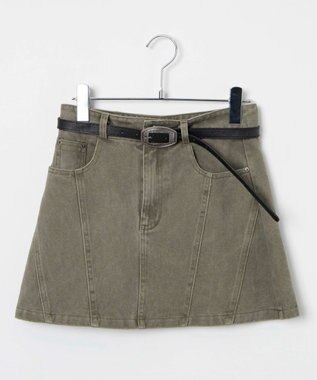 WEGO ベルトデニムスカート カーキ