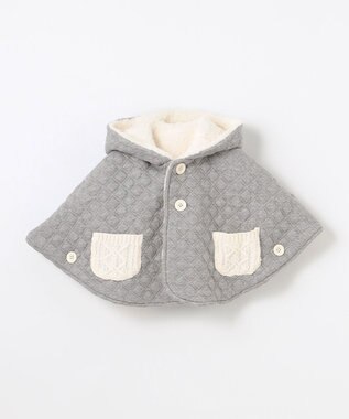 組曲 KIDS 【90㎝】くま耳 キルトマント グレー系