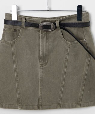 WEGO ベルトデニムスカート カーキ