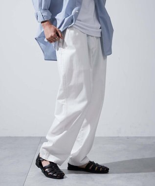  【ユニセックス着用ITEM/ウエストゴム/手洗い可】チノイージーワイドパンツ