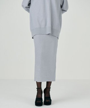 GRACE CONTINENTAL ラメタイトニットスカート グレー