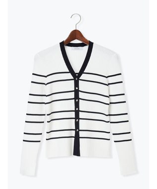 Te chichi リブVネックカーディガン ホワイト