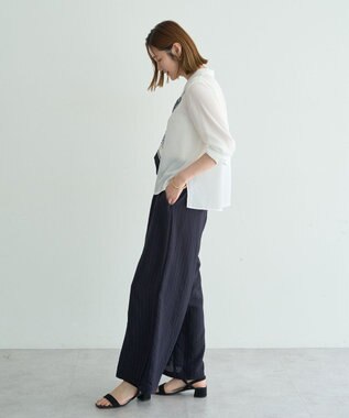 YECCA VECCA 【セットアップ対応】ストライプ柄ワイドパンツ Brown