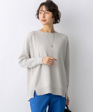 23区 L 【先行予約】コットンポリエステルストレッチ オーバーサイズ ニット ベージュ系