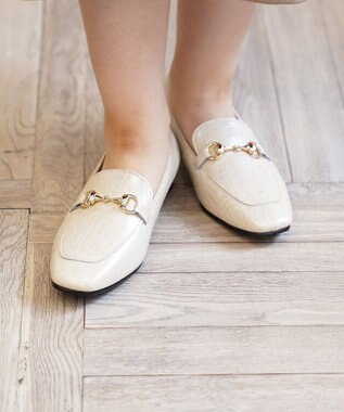 Pointer 日本製 国産牛革ビット付きローファー ベージュクロコ