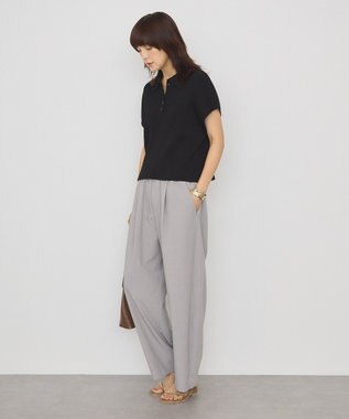 AMERICAN HOLIC フレンチスリーブリブニットポロ Black