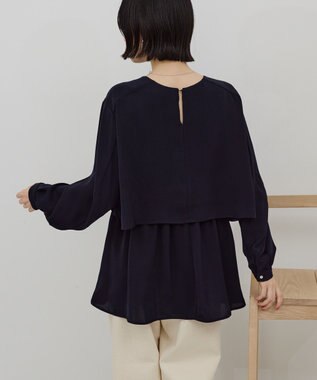 AMERICAN HOLIC 【イージーケア】Ｗクロスティアードブラウス Dark Navy