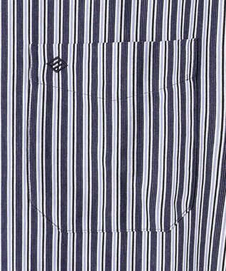 JOSEPH ABBOUD 【ストレッチで快適な着心地・イージーケア】ランダムストライプ ジャージー シャツ ネイビー系1