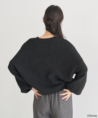 earth music&ecology 【予約】Disney/ミッキーコード刺繍ニットプルオーバー ブラック
