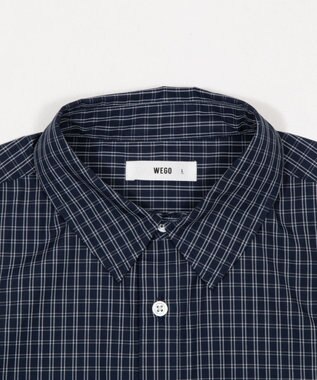 WEGO 【ユニセックス着用ITEM/MLサイズ展開】クロップドブロードシャツ ブルーチェック1