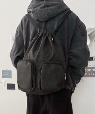 WEGO PUポケットデザインナップサック グレー