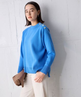 UNFILO 肩釦ハイネックニット ブルー