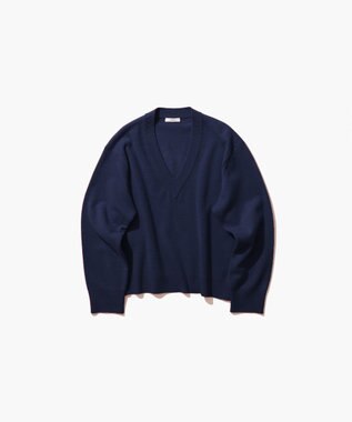 ATON MERINO COLLEGE KNIT | Vネックセーター NAVY