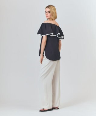 GRACE CONTINENTAL ラッフルトリミングブラウス ブラック