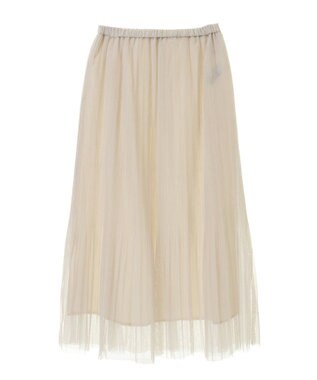 Green Parks ラメチュールプリーツスカート Ivory
