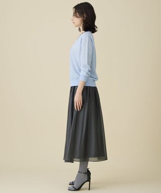 自由区 L グラフィックジャカード ニット サックス×オフ