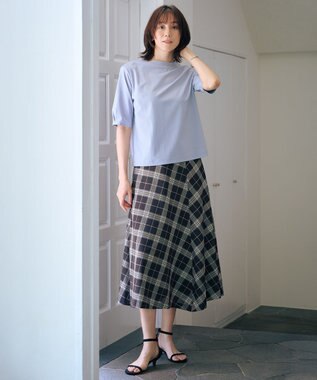 J.PRESS LADIES L 【WEB限定カラーあり・洗える】SOFT SHEER チェック フレア スカート ブラウンチェック系