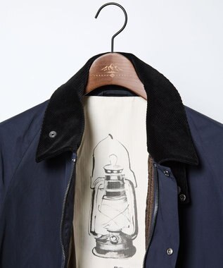 JOSEPH ABBOUD MOUNTAIN 【軽量/ワックスコーティング・テ―ム・ヤルビー氏コラボ】ワックスクロス プリント ブルゾン ネイビー系