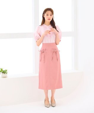 Feroux フリルディテール パフスリーブ ブラウス ピンク系