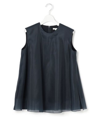 23区 【R(アール)】ライトダブルクロス オーガンジー コンビブラウス ネイビー系