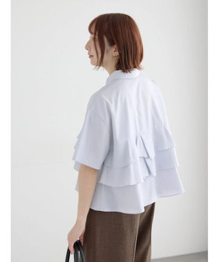 Te chichi 半袖ティアードフリルクロップトシャツ グレー
