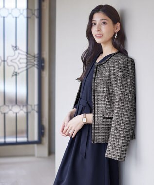 Tiaclasse ラメツイードジャケット ブラック