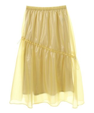 Green Parks シアーシャイニードロストティアードスカート Light Yellow