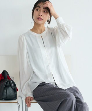 CRAFT STANDARD BOUTIQUE インド製 ボリュームスリーブブラウス White