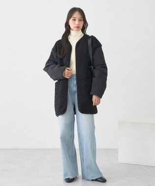 earth music&ecology 【セルフカット可】ワイドデニムパンツ Light Indigo