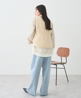 earth music&ecology 【セルフカット可】ワイドデニムパンツ Light Indigo