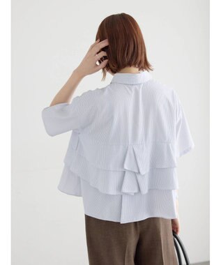 Te chichi 半袖ティアードフリルクロップトシャツ グレー