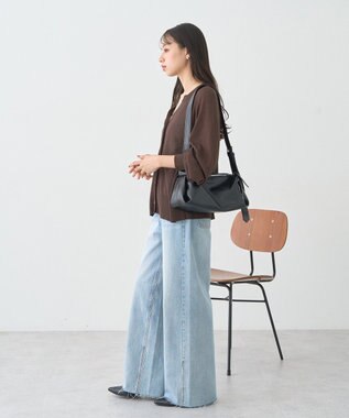 earth music&ecology 【セルフカット可】ワイドデニムパンツ Light Indigo