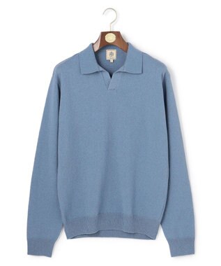 J.PRESS MEN ミックスブークレ スキッパーポロシャツ サックスブルー系