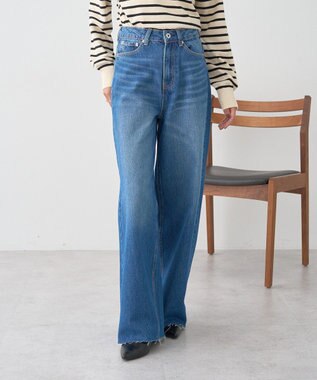 earth music&ecology 【セルフカット可】ワイドデニムパンツ Indigo