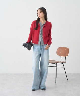 earth music&ecology 【セルフカット可】ワイドデニムパンツ Light Indigo