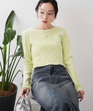 WEGO ヴィンテージウォッシュリブロンT ライム