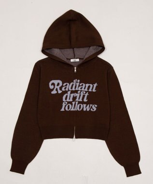 WEGO グラフィックジャガードニットZIPパーカー ブラウン