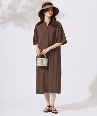 自由区 【カタログ掲載・接触冷感・UVケア・洗える】ファンクショナルクロス ワンピース ブラウン