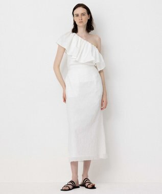 NAVE 【Nave・洗える/撥水/ストレッチ素材】ライトタフタ ワンショルダーブラウス ホワイト系