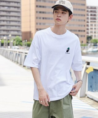 WEGO ヒゲサガラ刺繍Tシャツ ホワイト