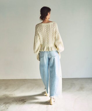 GRACE CONTINENTAL レース編ルーズニットトップ ホワイト