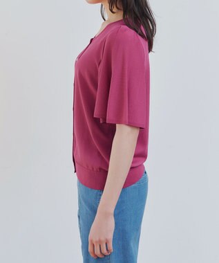 Tiaclasse 【洗える】フレアスリーブカーディガン ディープピンク