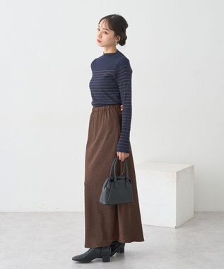 earth music&ecology ハイネックリブニットプルオーバー Border Navy