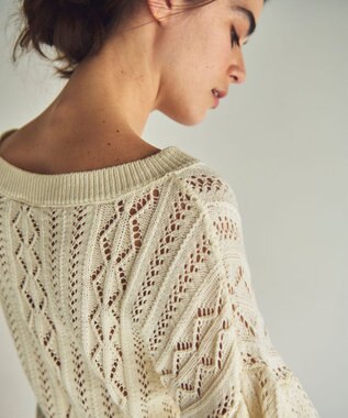 GRACE CONTINENTAL レース編ルーズニットトップ ホワイト