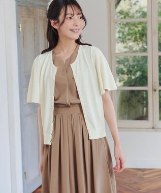 Tiaclasse 【洗える】フレアスリーブカーディガン オフホワイト