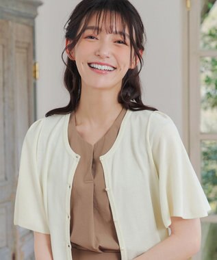 Tiaclasse 【洗える】フレアスリーブカーディガン オフホワイト