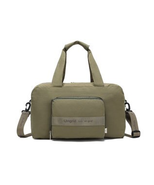 style code 【Ungrid/アングリッド】撥水軽量ソフトナイロン ロゴテープ折り畳みラージ　トラベルボストンバッグ(33L） カーキ