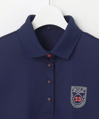 23区GOLF 【WOMEN】【吸水速乾/UVカット】グラフィカルポロシャツ ネイビー系